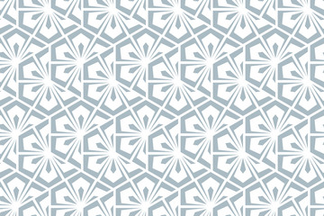 Flower geometric pattern. Seamless vector background. White and blue ornament. Ornament for fabric, wallpaper, packaging, Decorative print