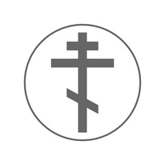 Orthodox religious cross. Russian church. Vector icon.