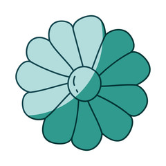 watercolor silhouette of daisy flower on aquamarine
