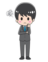 Men with suffering suits