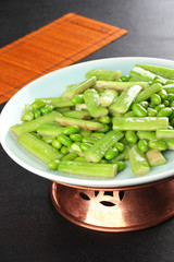 Fried towel gourd with edamame