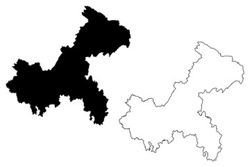 Fototapeta premium Chongqing (Administrative divisions of China, China, People's Republic of China, PRC) map vector illustration, scribble sketch Chungking map