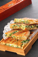 The meat stuffing pancakes
