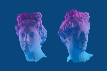 Modern Greek Apollo Head Vector 3D Rendering