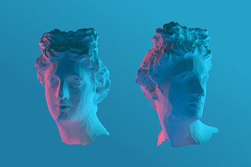 Cool Greek Apollo Head Vector 3D Rendering - obrazy, fototapety, plakaty