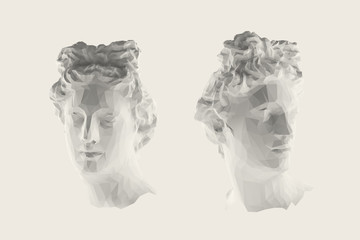 White Greek Apollo Head Vector 3D Rendering