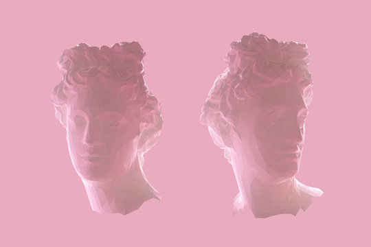 Pink Greek Apollo Head Vector 3D Rendering