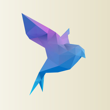 Gradient Vector Paper Bird Flying Illustration Low Poly 3D Rendering