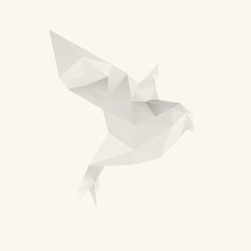 White Vector Paper Bird Flying Illustration Low Poly 3D Rendering