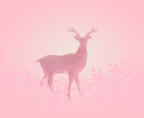 Poly Pink Feminine Deer Vector 3D Rendering