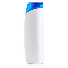 White shampoo bottle on white background isolation