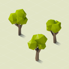Low Poly Tree Set 3D Vector Rendering