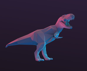 Low Poly Vector Dinosaur Polygonal Tyrannosaurus Modern 3D Rendering