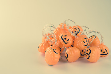 Fototapeta premium Beautiful halloween decoration trick or treat on white background with filter, concept of halloween party, copy space(text space), close-up, blank for text