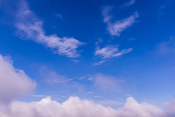 Blue sky background with tiny clouds