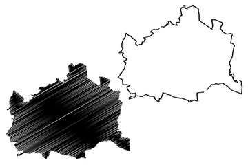 Vienna (Republic of Austria, Wien, Capital city and state) map vector illustration, scribble sketch Vienna map