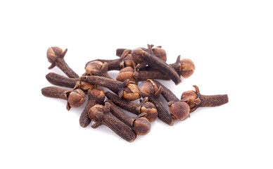 dry cloves on white background