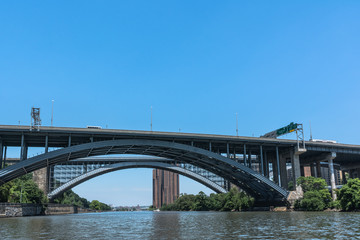 Fototapeta na wymiar Alexander Hamilton Bridge over the Harlem River, Manhattan, NYC