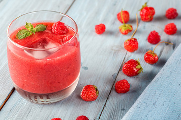 Berry smoothie of strawberries and raspberries