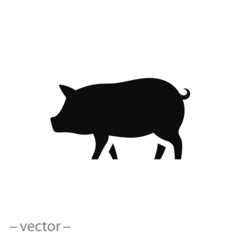 pig icon, piggy silhouette isolated on white background - editable vector illustration eps10