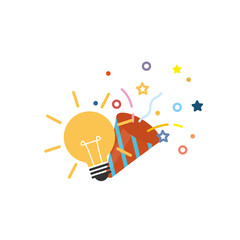 Light bulb and Party popper icon vector illustration flat style
