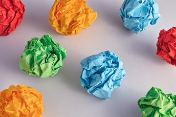 Colorful crumpled paper balls