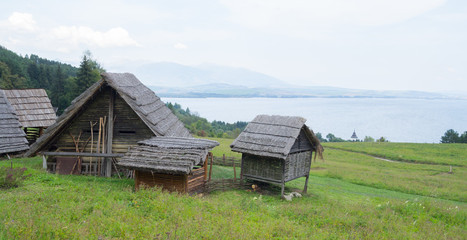 traditional wooden huts