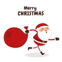 Santa Claus is waving with a sack of gifts