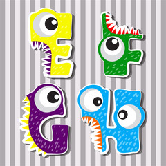 Set alphabets cute of simple color illustrations