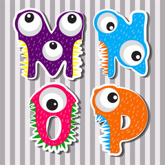 Set alphabets cute of simple color illustrations