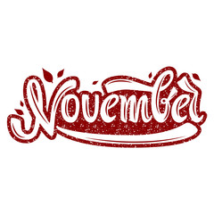  November. Name of the month. Handwritten Lettering. Text. Modern Calligraphy. Vector.