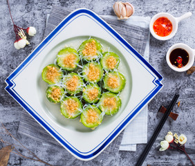 Steamed holy melon with garlic paste