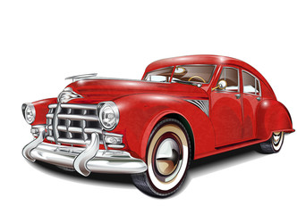Obraz na płótnie Canvas Retro car isolated on white background.