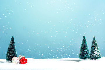 Christmas trees and little bauble decoration ornaments