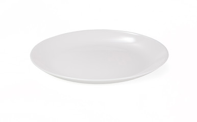 White empty snack plate on white background