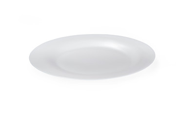 White empty diner plate on white background