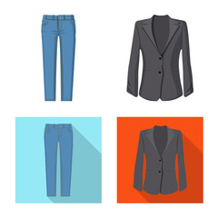 Isolated object of woman and clothing sign. Collection of woman and wear vector icon for stock.