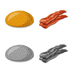 Vector design of burger and sandwich logo. Set of burger and slice stock symbol for web.