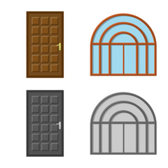 Vector illustration of door and front symbol. Collection of door and wooden stock symbol for web.