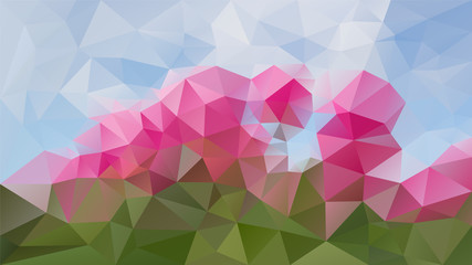 vector abstract irregular polygonal background - triangle low poly pattern - green, pink and sky blue color