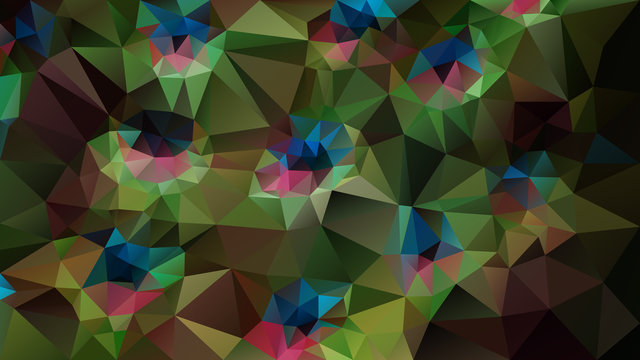 vector abstract irregular polygonal background - triangle low poly pattern - peacock feather shades of green, pink, puprle and blue color