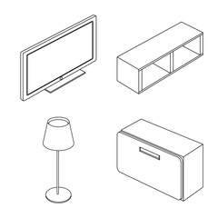 Vector illustration of bedroom and room logo. Set of bedroom and furniture vector icon for stock.