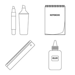 Isolated object of office and supply icon. Set of office and school vector icon for stock.