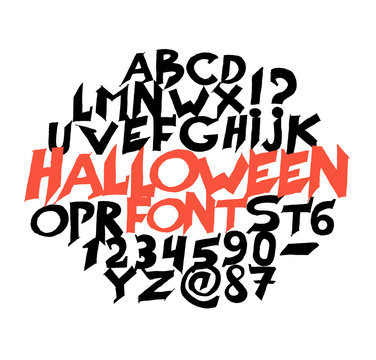 Halloween font for poster. Scary, frightening letters