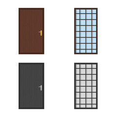 Vector design of door and front sign. Collection of door and wooden vector icon for stock.