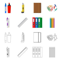 Isolated object of office and supply sign. Set of office and school vector icon for stock.