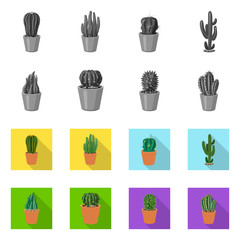 Vector design of cactus and pot sign. Set of cactus and cacti vector icon for stock.