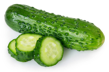 Fresh cucumber on white background