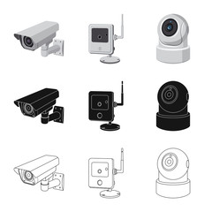 Vector illustration of cctv and camera icon. Set of cctv and system vector icon for stock.
