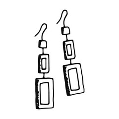 female earrings jewelry costume decoration sketch icon. isolated object